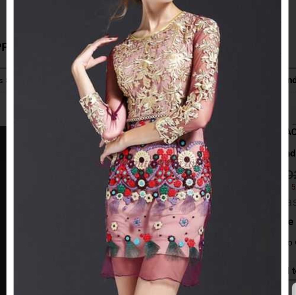 Zeraco purple floral 3/4 sleeve mini dress